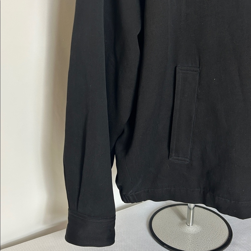 Tommy Bahama Men’s Large Solid Black Silk Cotton Blend Zip Front Jacket - Picture 3 of 6